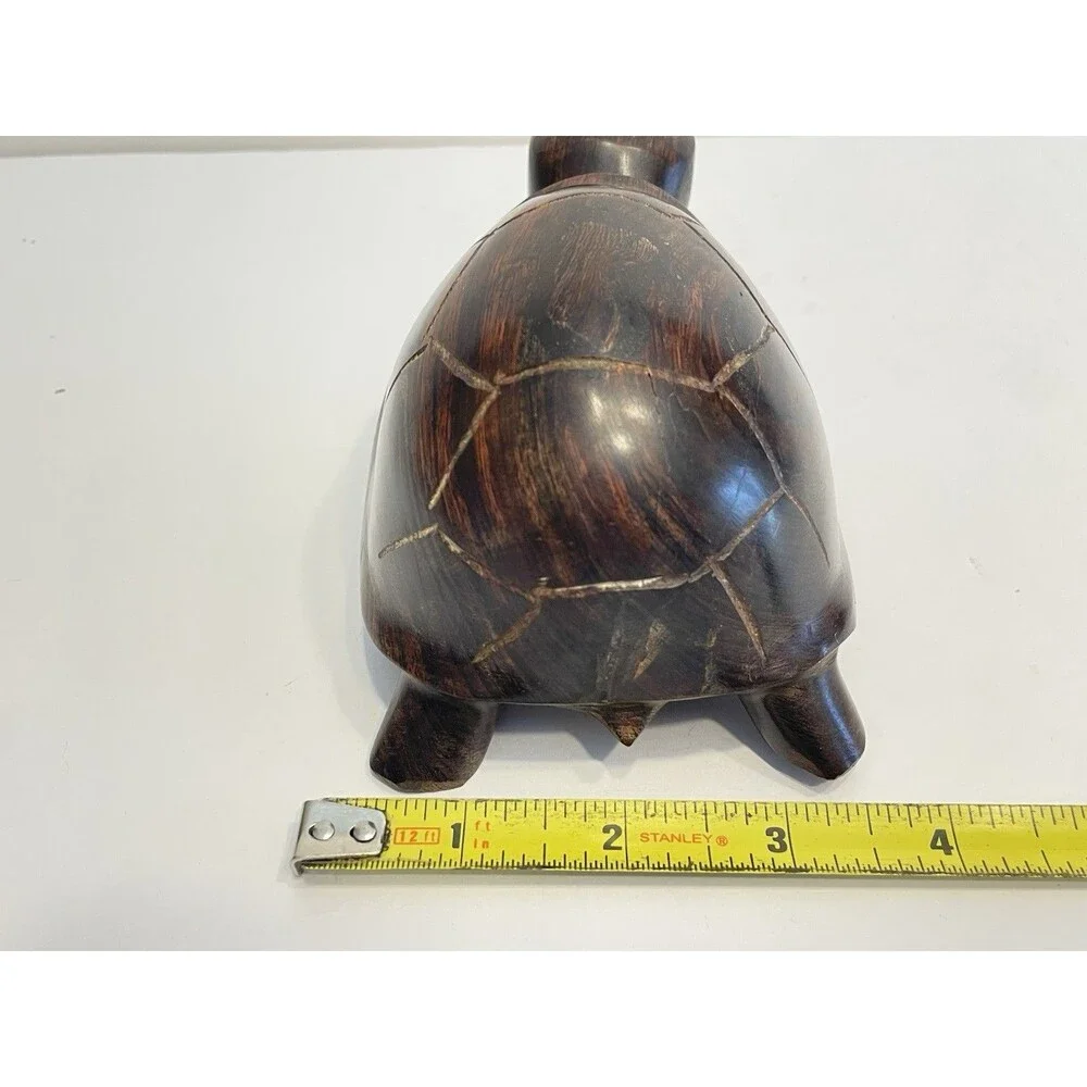 Hand Carved Wooden Turtle / Tortoise Heavy Hardwood Desk Decor 5.5 Inches Long